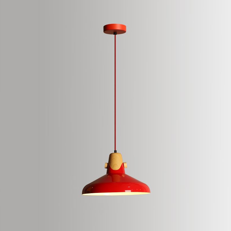 Lámpara colgante de acabado rojo de metal geométrico 1 cabeza vintage colgante luz de techo para restaurante