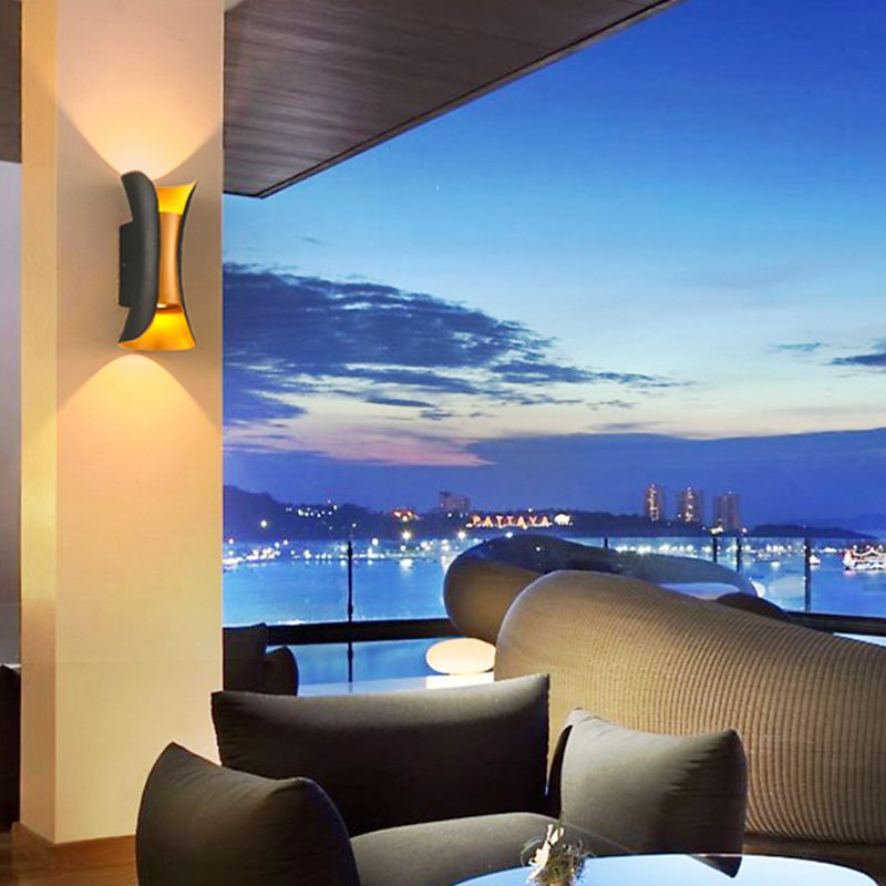 Estilo moderno Luz de pared de aluminio Geométrica 2 luces LEA LED LEA LEA EN NEGRO PARA EL AUTO