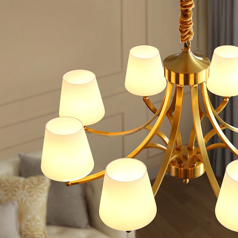 Lustres américains modernes d'éclairage de lustre en cuivre moderne avec teinte en verre