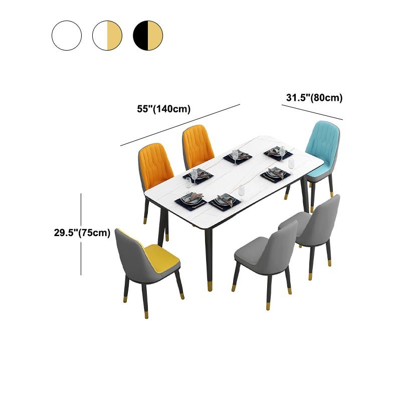 Rectangular Sintered Stone Dining Table Luxury 4 Legs Furniture in Matte Finish for Home