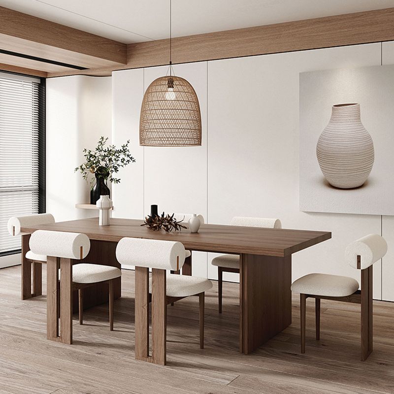 Modern Pine Solid Wood Dinner Table Rectangle Double Pedestal Dining Table