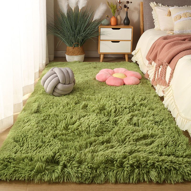 Minimalist Living Room Rug Simple Solid Color Carpet Polyester Shag Rug with Non-Slip Backing