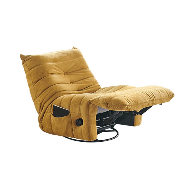 Contemporary Fabric Metal Solid Color Swivel Side Pockets Recliner