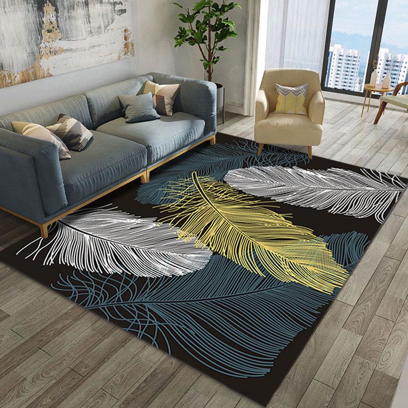 Creative Bedroom Rug Multi Colored Plant Indoor Rug Synthetics Easy Care Machine Washable Carpet