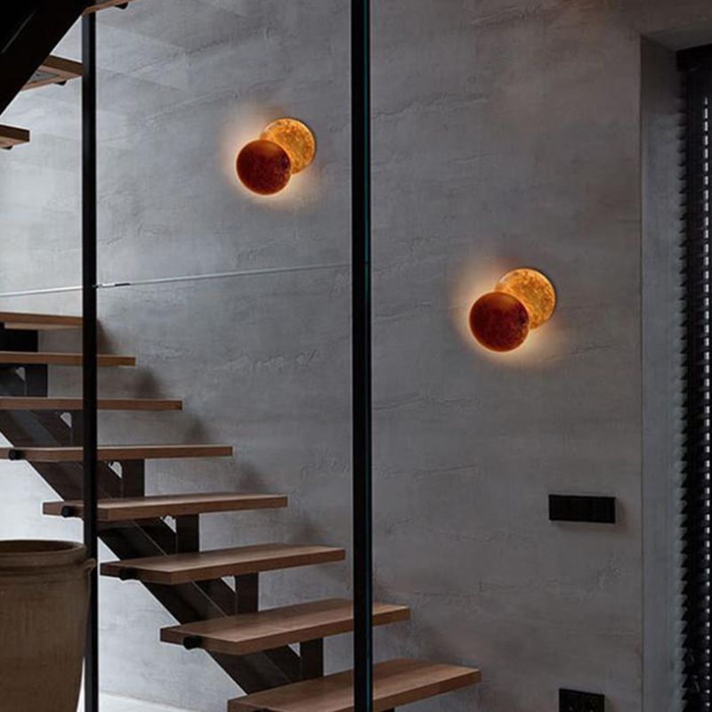 Postmodern Style Metal Wall Light Simple Geometry Circle Rotatable Wall Lamp for Bedroom