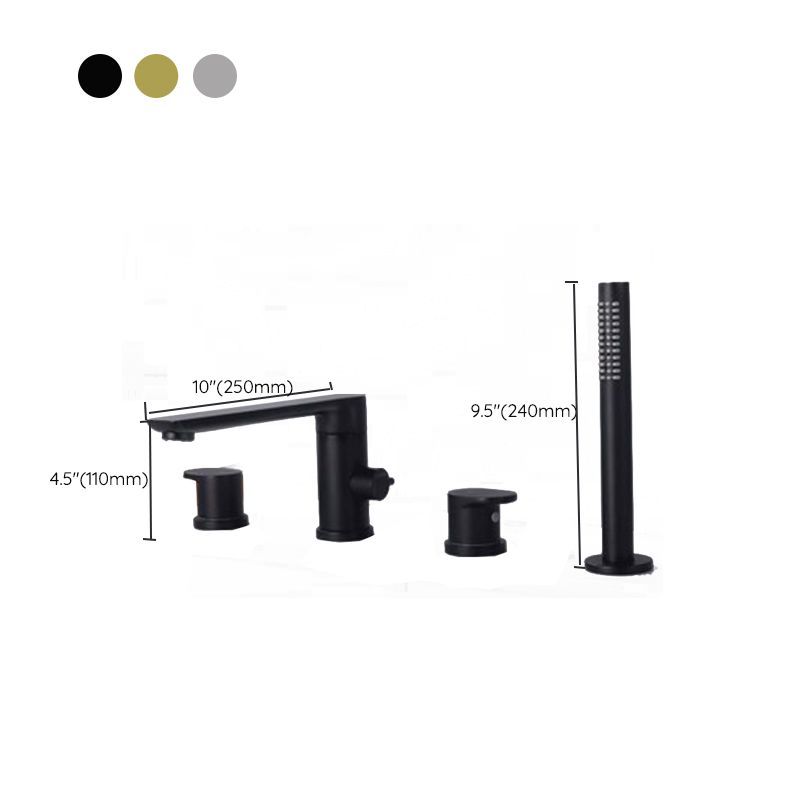 Deck Mounted Copper Roman Tub Faucet Low Arc Bathroom Tub Faucet Set