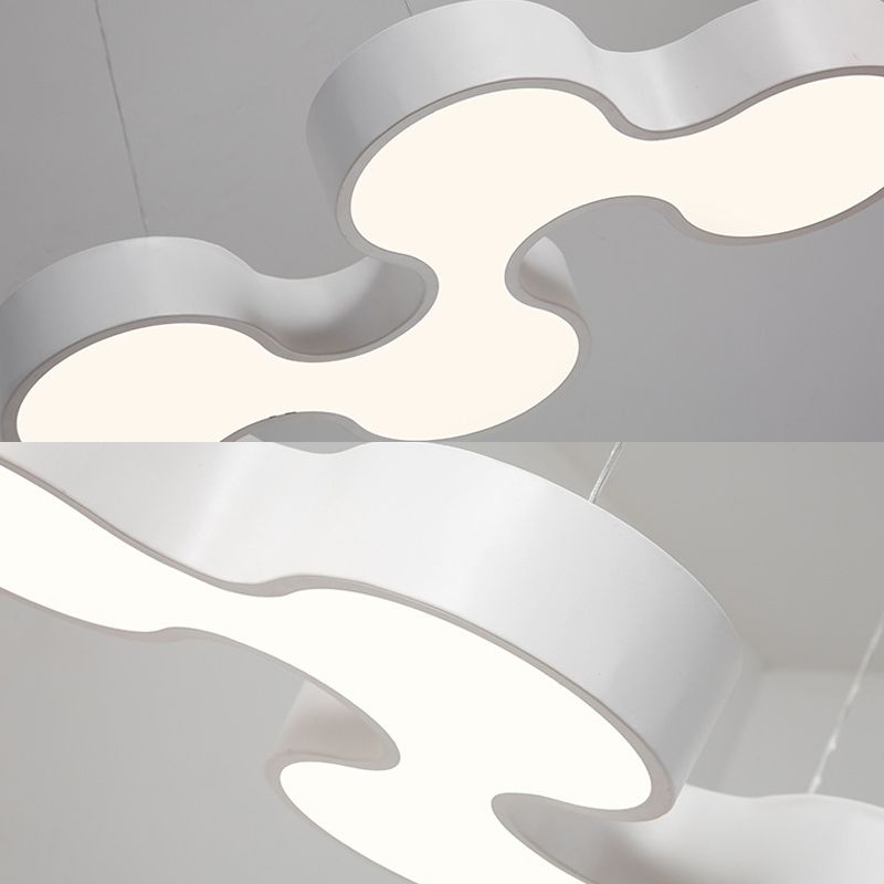 LED Esszimmer Anhänger Beleuchtung mit Kurve Metall Schatten zeitgenössischer weiß/schwarz hängende Deckenlampe in Weiß/warmem Licht