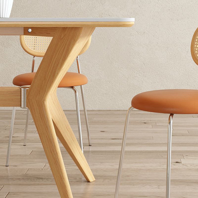 Contemporary 1/2/5/7 Pieces Dining Chairs Set Rectangle Stone Furniture in White