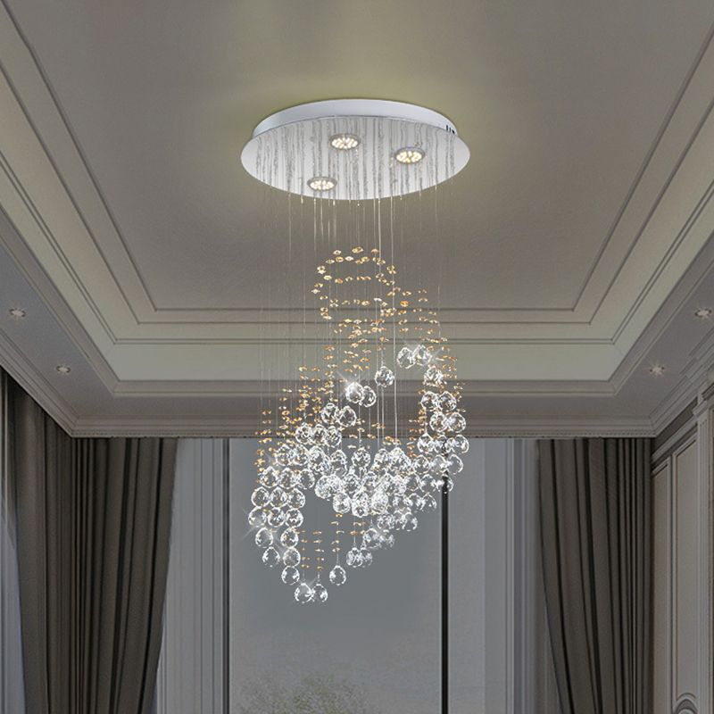 Crystal Balls Chrome LED Cluster Pendant Pending Leaf Face Moderniste Suspension Lighting pour chambre à coucher