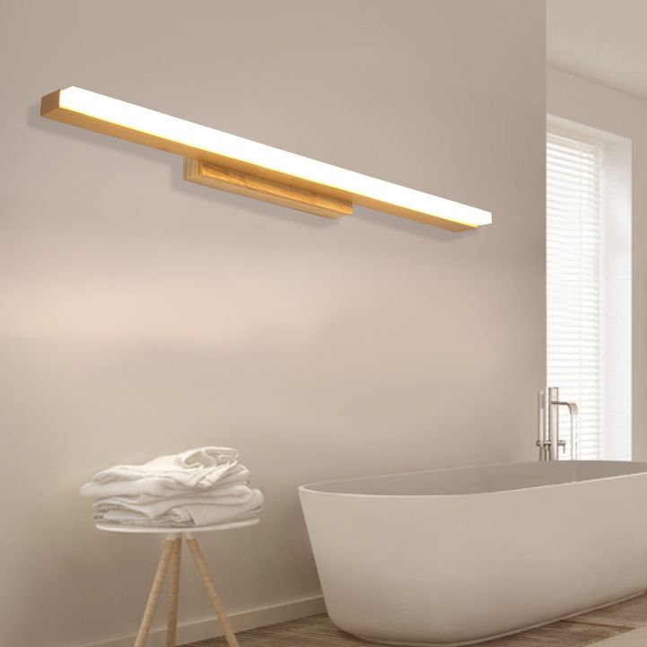 Nordic Natural Oak Vanity Sconce Fixture Simplicity Style Vanity Light in Acrylic Shade