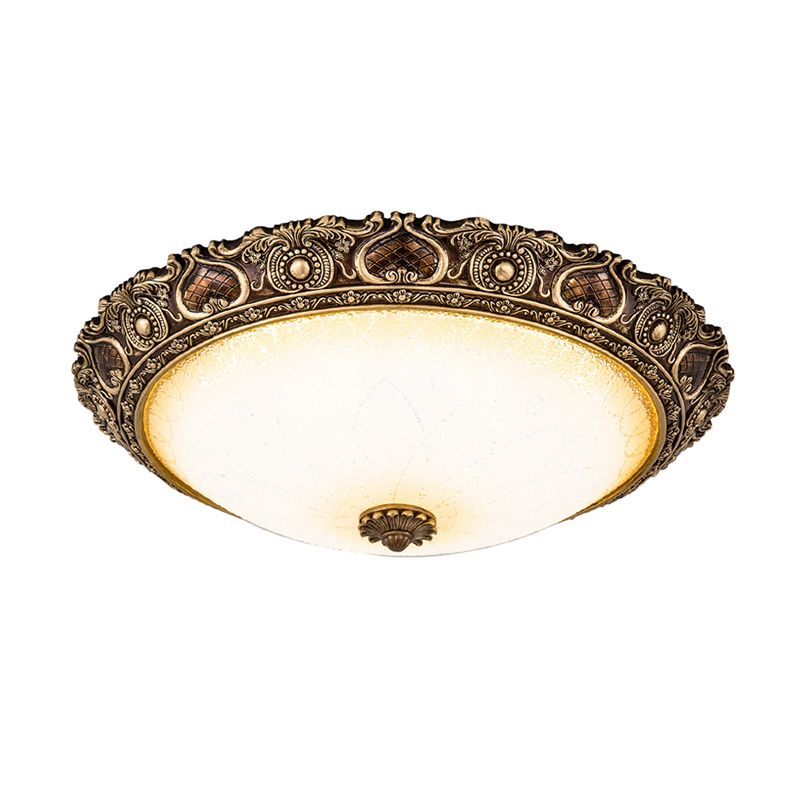 13"/16"/19.5" Wide LED Flush Light Farmhouse Bowl Frosted Glass Flush Mounted Lamp in Brown, Warm/White Light