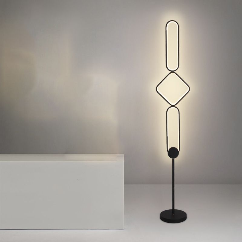Geometrical Linear Floor Light Artistic Metal Bedroom Standing Light