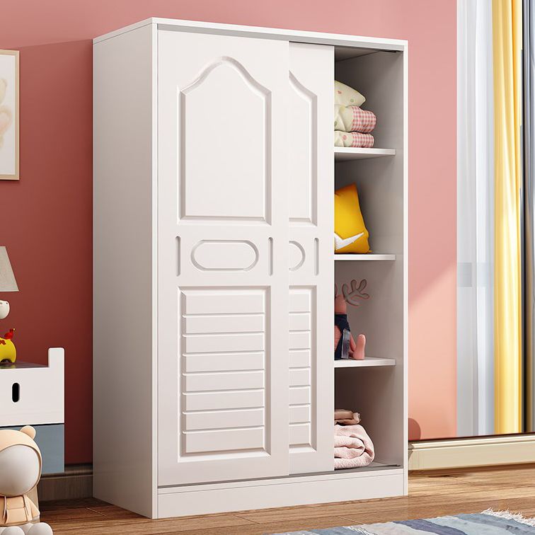 Contemporary Wood Wardrobe 2-Door Wardrobe Closet for Bedroom