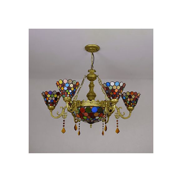 7 luci cono appeso lampadina tiffany color lampadario in vetro luce con motivo a cerchio colorato per soggiorno