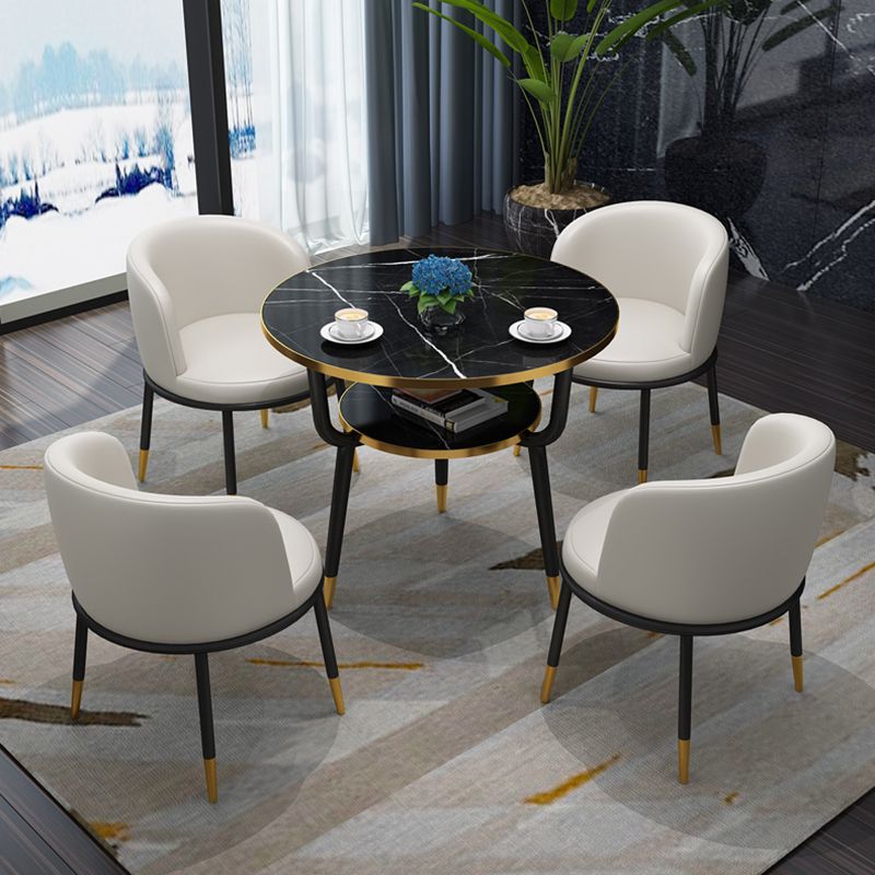 Contemporary MDF Standard Dining Table Round Shape Kitchen Dining Table with 3 Legs Base