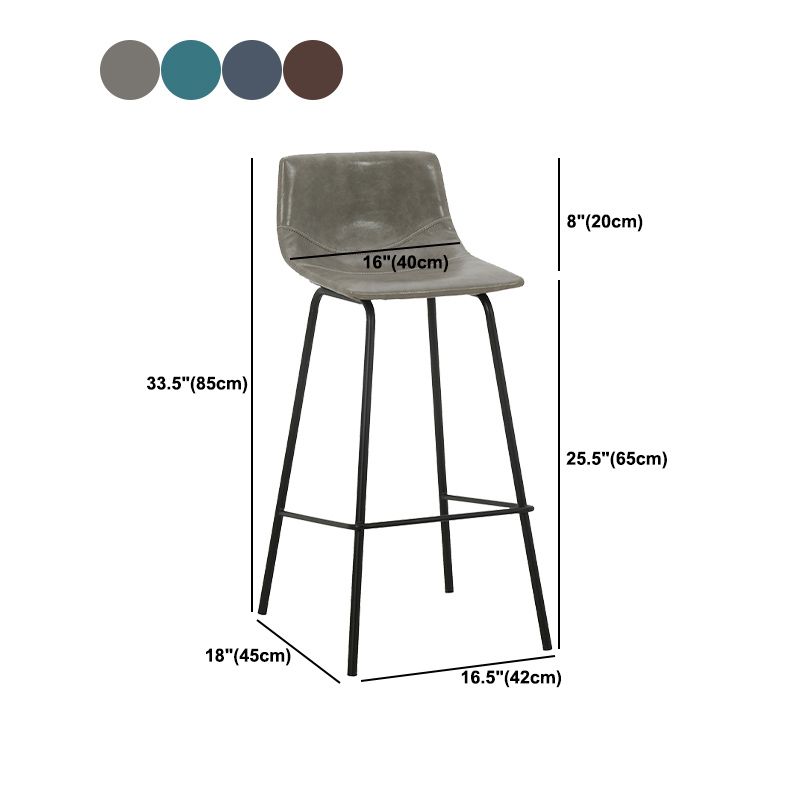 Indoor Modern Leather Bar Stool Bucket Footrest Low Back Counter & Bar Stool