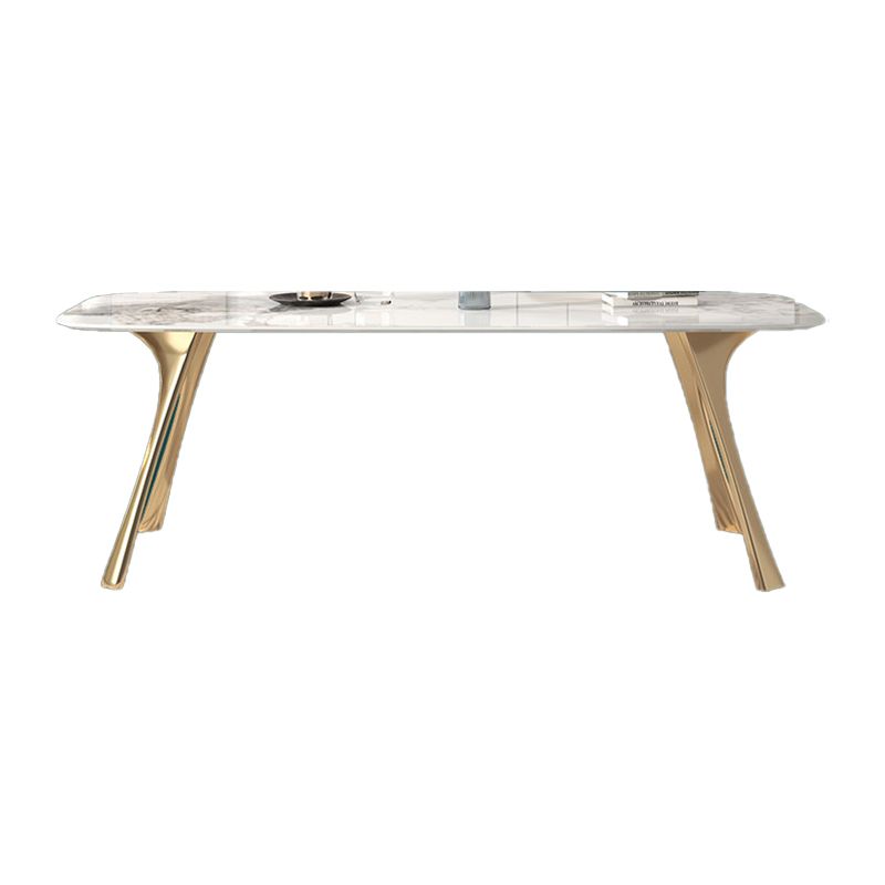 Traditional Luxury Dining Table with White Stone Rectangle Top Dining Table for Kitchen