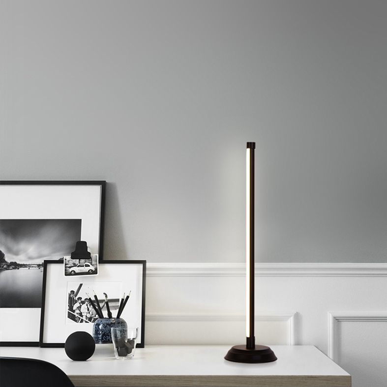 Metallic Rod Shaped Table Lamp Nordic Style Integrated LED Nightstand Light