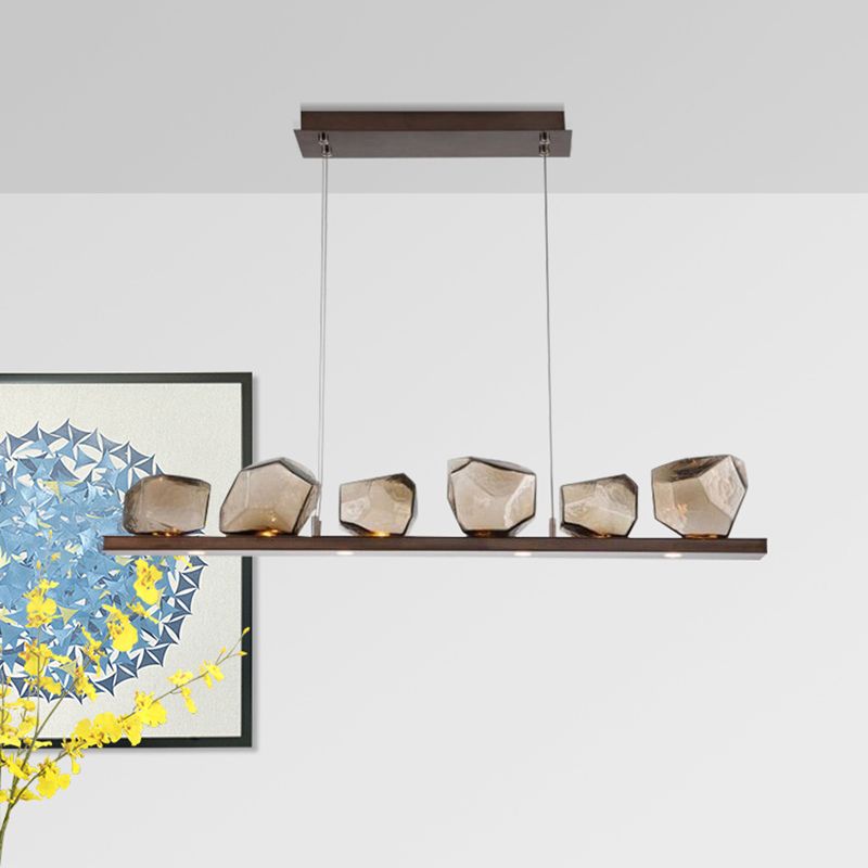 Contemporary Style Geometry Island Lights Clear Glass 6 Light Island Pendant Lights