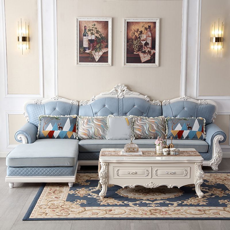 72" Wide French Country Sectional Sofa Leather Sleeper Sectional