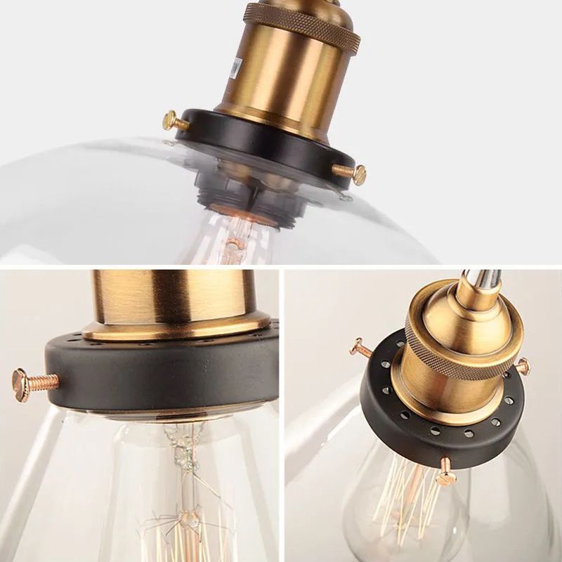 Suspended Lighting Fixture Industrial Glass Shaded Pendant Ceiling Light for Dinning Room