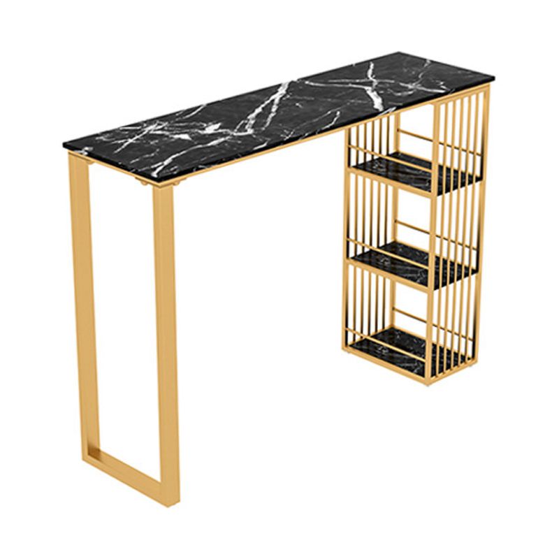 1/4 Pieces Luxurious Rectangle Pub Table Set Marble Counter Table Set with High Stools