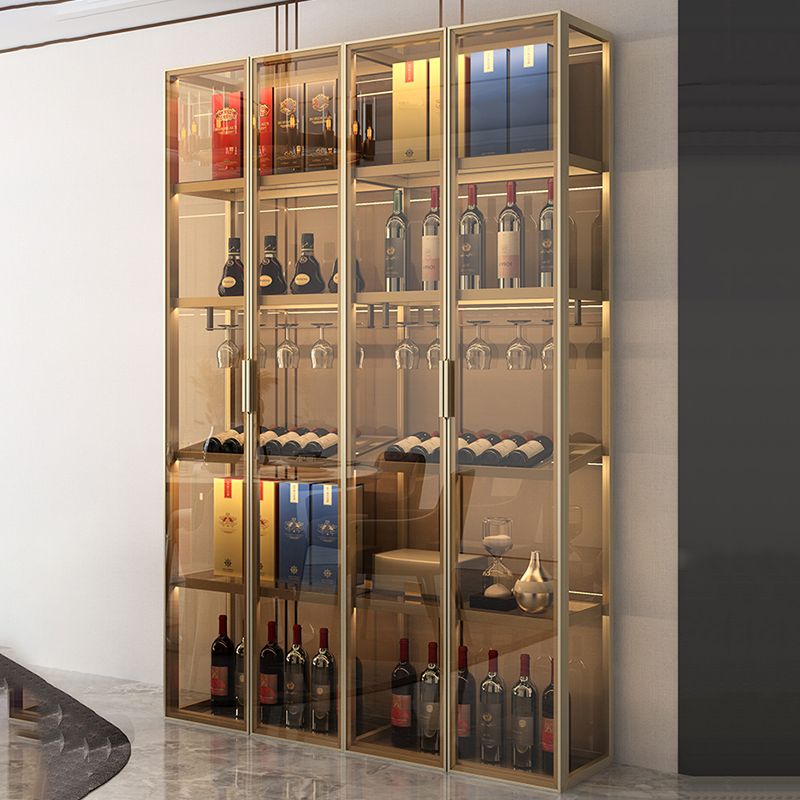 Modern Freestanding Metal Stackable Wine Holder Rack with Storage Shelves