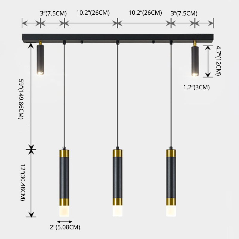 Lampada cilindrica isola semplicità stile in metallo a led isola illuminazione