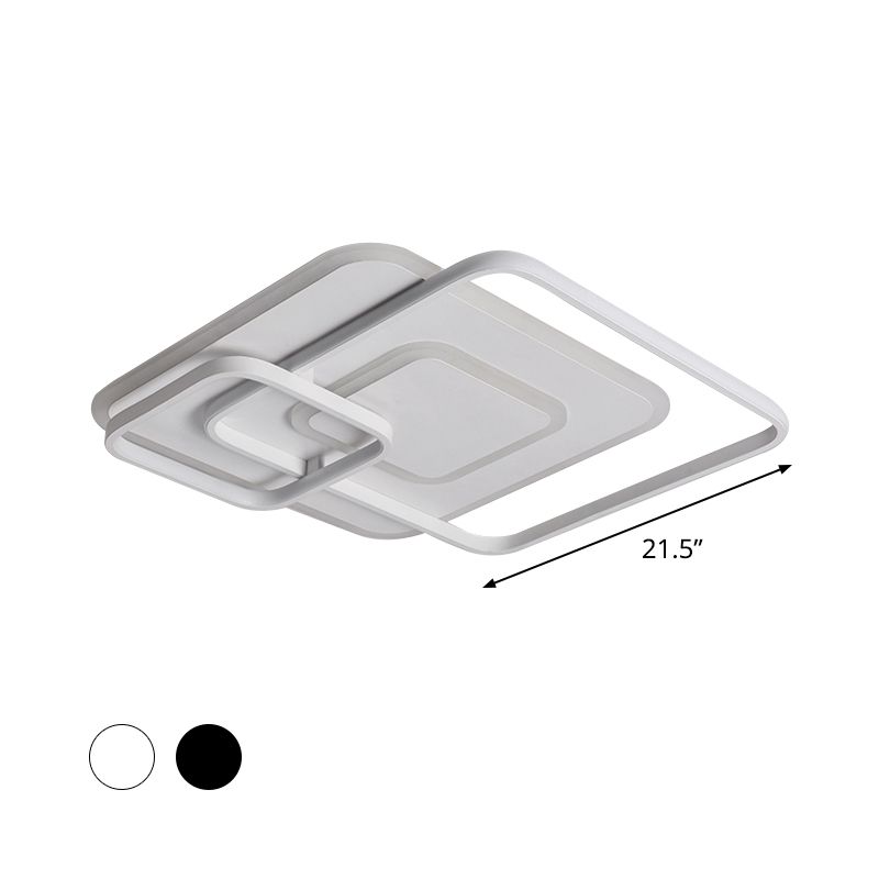 18"/21.5" W Hotel LED Flush Mount Light Modern White Close to Ceiling Lamp with Stacking Square Acrylic Frame in Warm/White Light