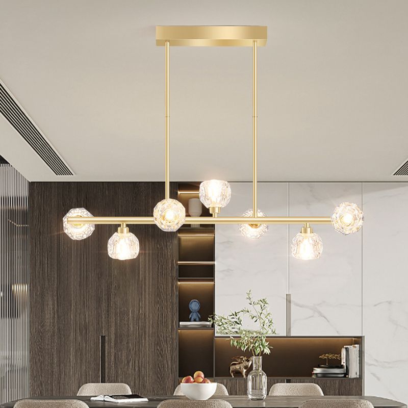 7-Light Modern Golden Kitchen Island Lighting LED Ceiling Light for Bedroom