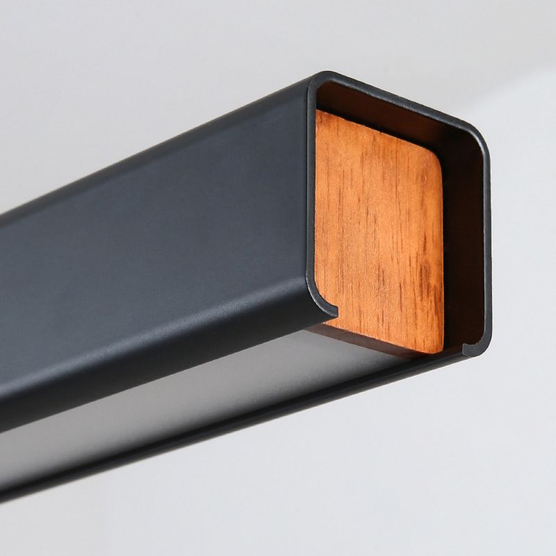 Minimalisme moderne Black Linear Island Pending Lighting LED Metal Island Island Light pour table à manger