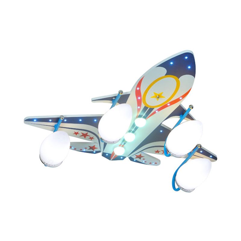 Lámpara de techo de montaje empotrado de dibujos animados avión 4 bombillas lámpara de techo de metal para dormitorio