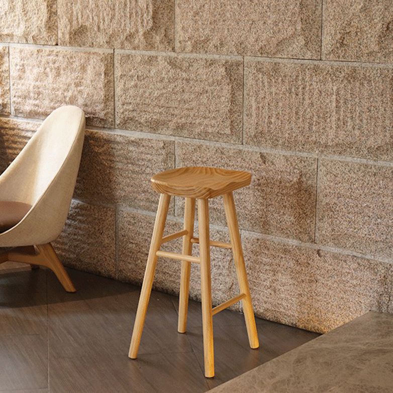 Tabouret de bar en bois moderne, siège profilé, repose-pieds d'intérieur sans dossier, tabouret de comptoir