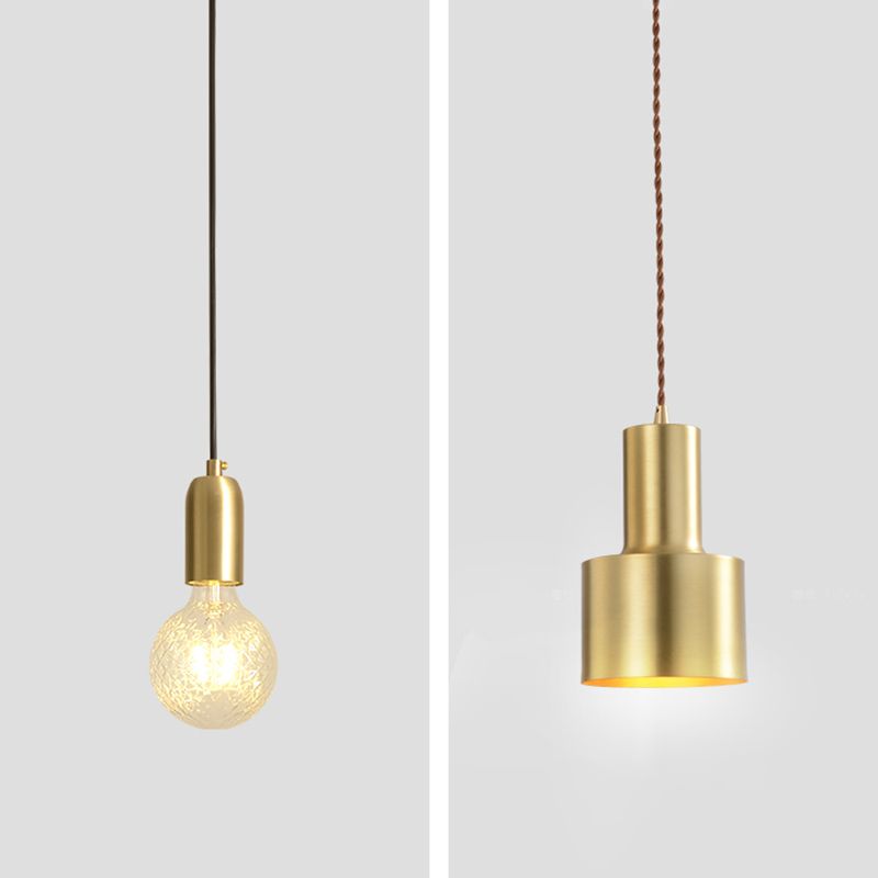 Metal 1 Light LED Pendant Lamp Gold Postmodern Hanging Light for Dinning Room