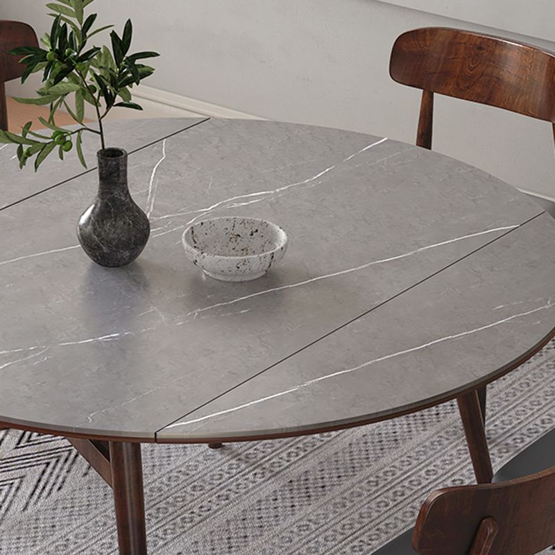 1/5/7/9 Pieces Sintered Stone Top Round Grey Dining Set for Home