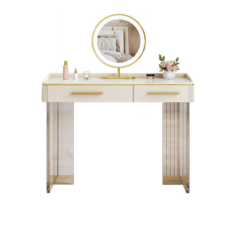 Contemporary Stone Top Dressing Table with 2 Drawers and Acrylic Base