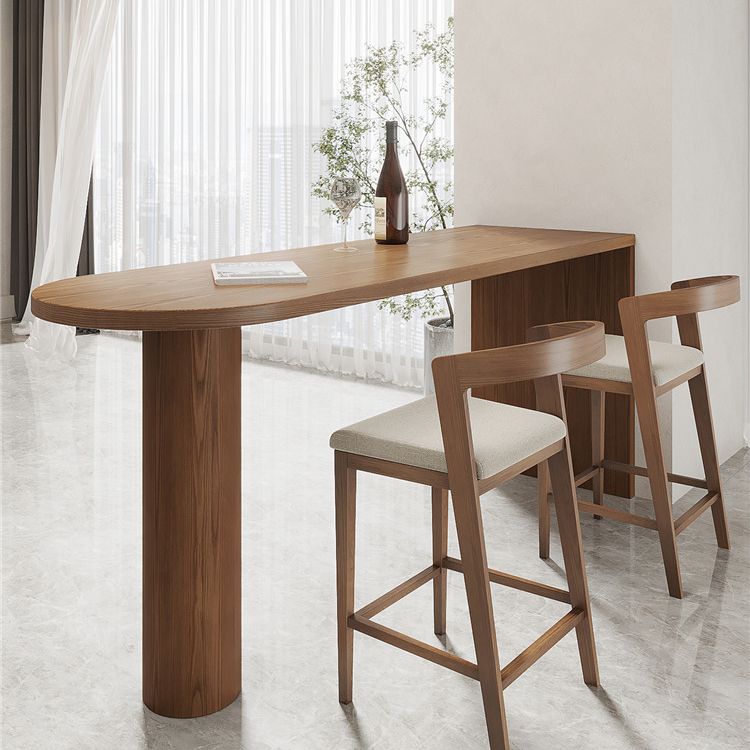 Double Pedestal Counter Height Dining Table Brown Counter Wine Table