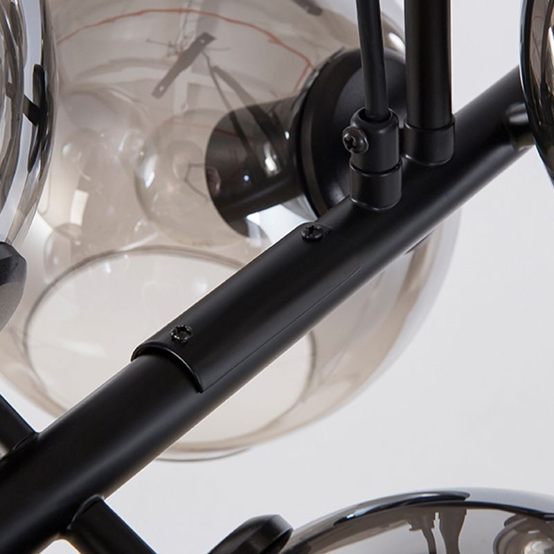 Moderne metalen eiland verlichtingsarmaturen 8-head restaurant Hangende lampen met Globe Glass Shade