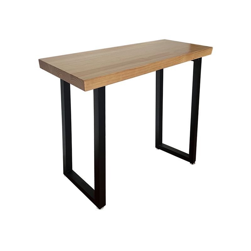 Industrial Rectangle Bar Height Table Solid Wood Bar Table with Double Pedestal Base