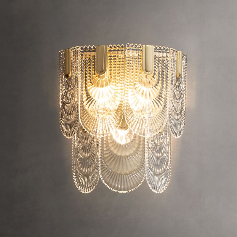 Brass Geometric Wall Light Nordic 13" Wide Wall Sconce with Glass for Living Room