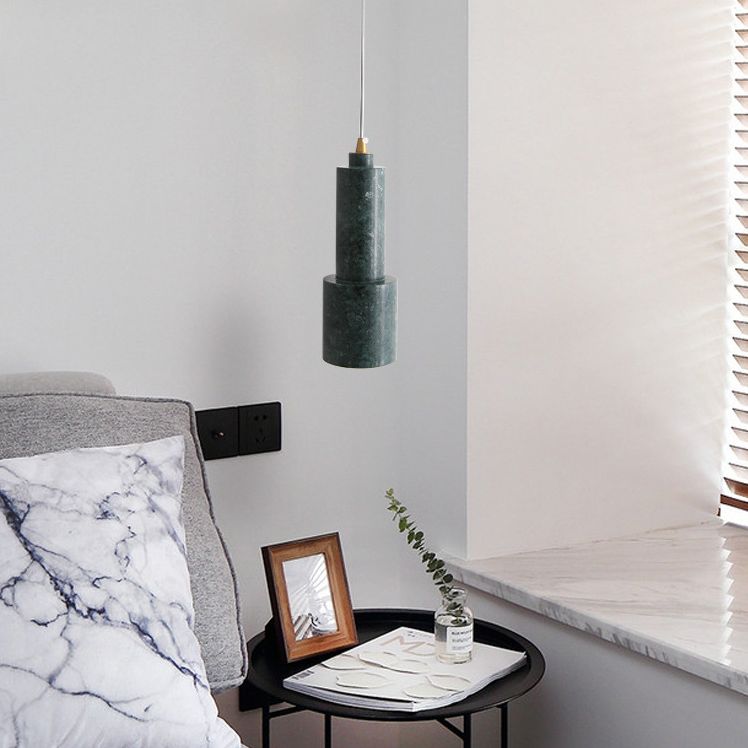 Cylinder Dinning Room Pendant Lighting Fixture Stone Nordic Style Hanging Light Fixture