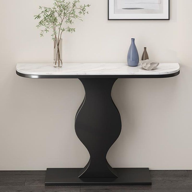 12 Inch Wide Glam Accent Table Half Moon Metal Console Table
