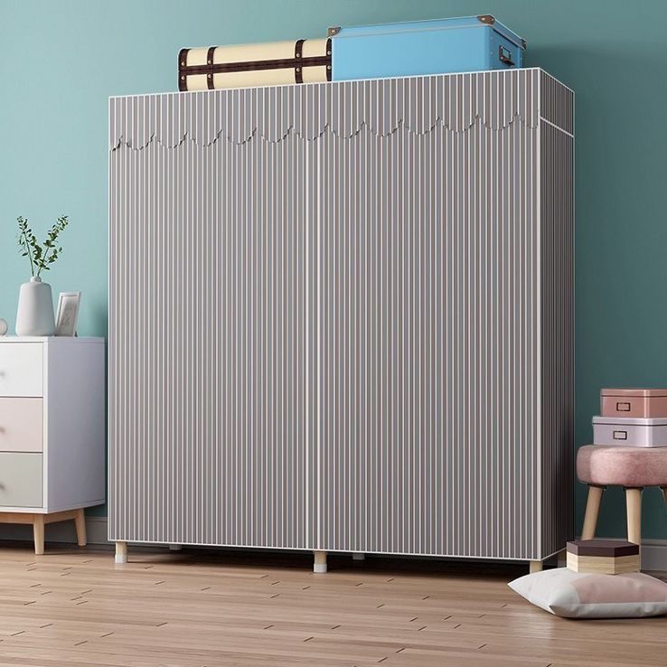 Contemporary Folding Wardrobe Armoire Gold Steel Frame Wardrobe