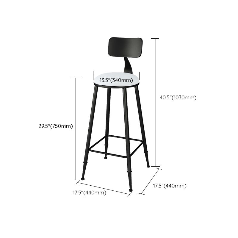 Modern Low Back Dining Stools Round Armless Bar Stools with Footrest
