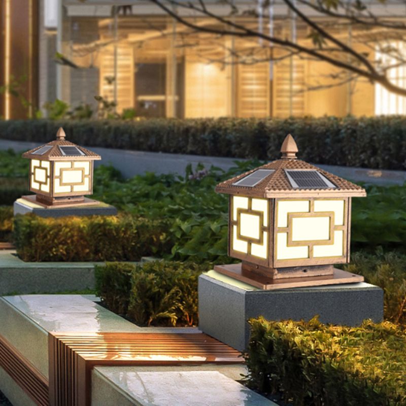 Contemporary Pillar Lamp Minimalist LED Solar Light for Backyard