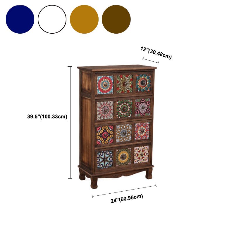 Brown Storage Chest Traditional Style Wooden Storage Chest Dresser with Drawers