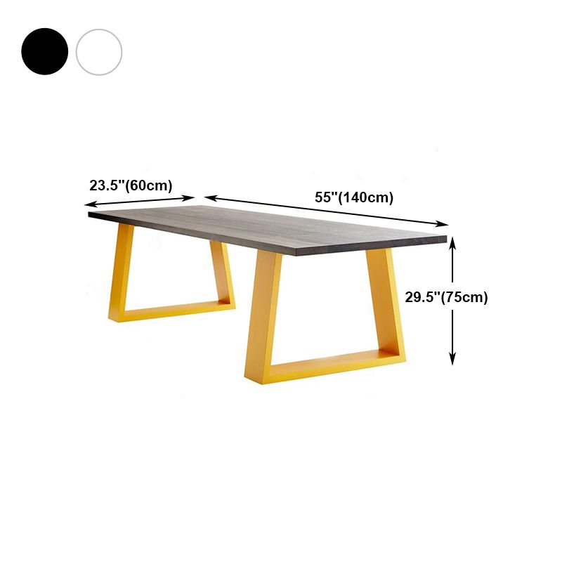Contemporary Rectangle Dining Table Solid Wood Top Table with Sled Base