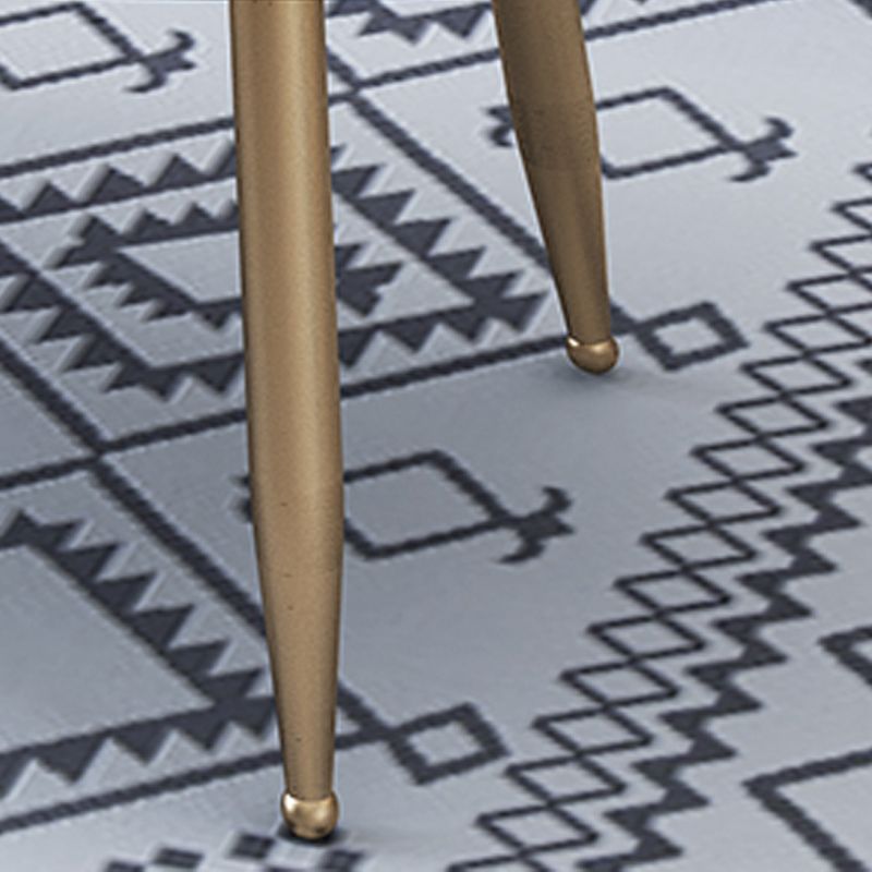 Oval Stone Top Coffee Table with 4 Metal Legs Single Coffee Table