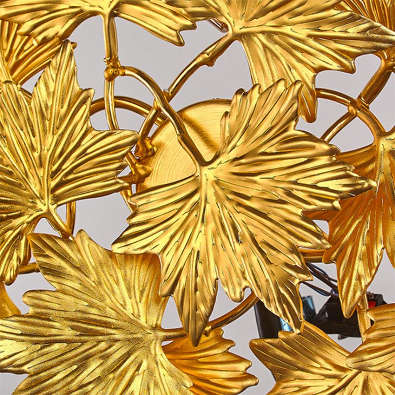 Aluminium Gold Wandhalterung Beleuchtung Ahornblatt 4 Lichter Moderne Wandlampe für Schlafzimmer