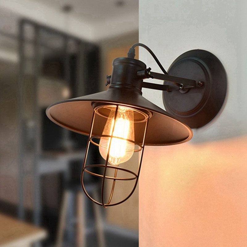 Industrial Style Wall Light Fixture Metallic Shade Light Sconce Light Fixture